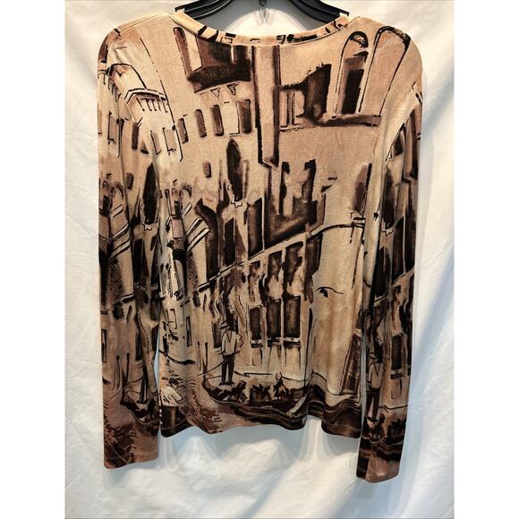 Chicos Travelers Shirt Womens Medium Slinky Liquid Knit Venice Print - Picture 10 of 10